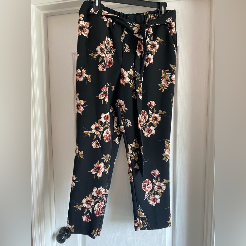 Floral Black Women's Pants